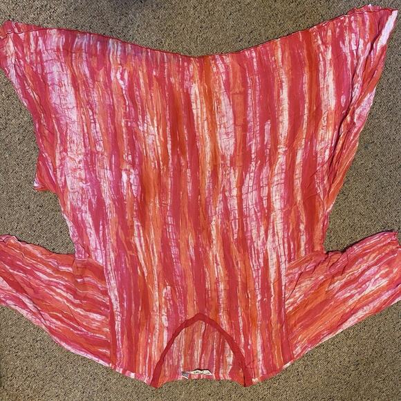 Lynz Women Tunic Top Blouse OneSize V Neck Pullover Red White Pink Beach Preppy - Picture 3 of 9